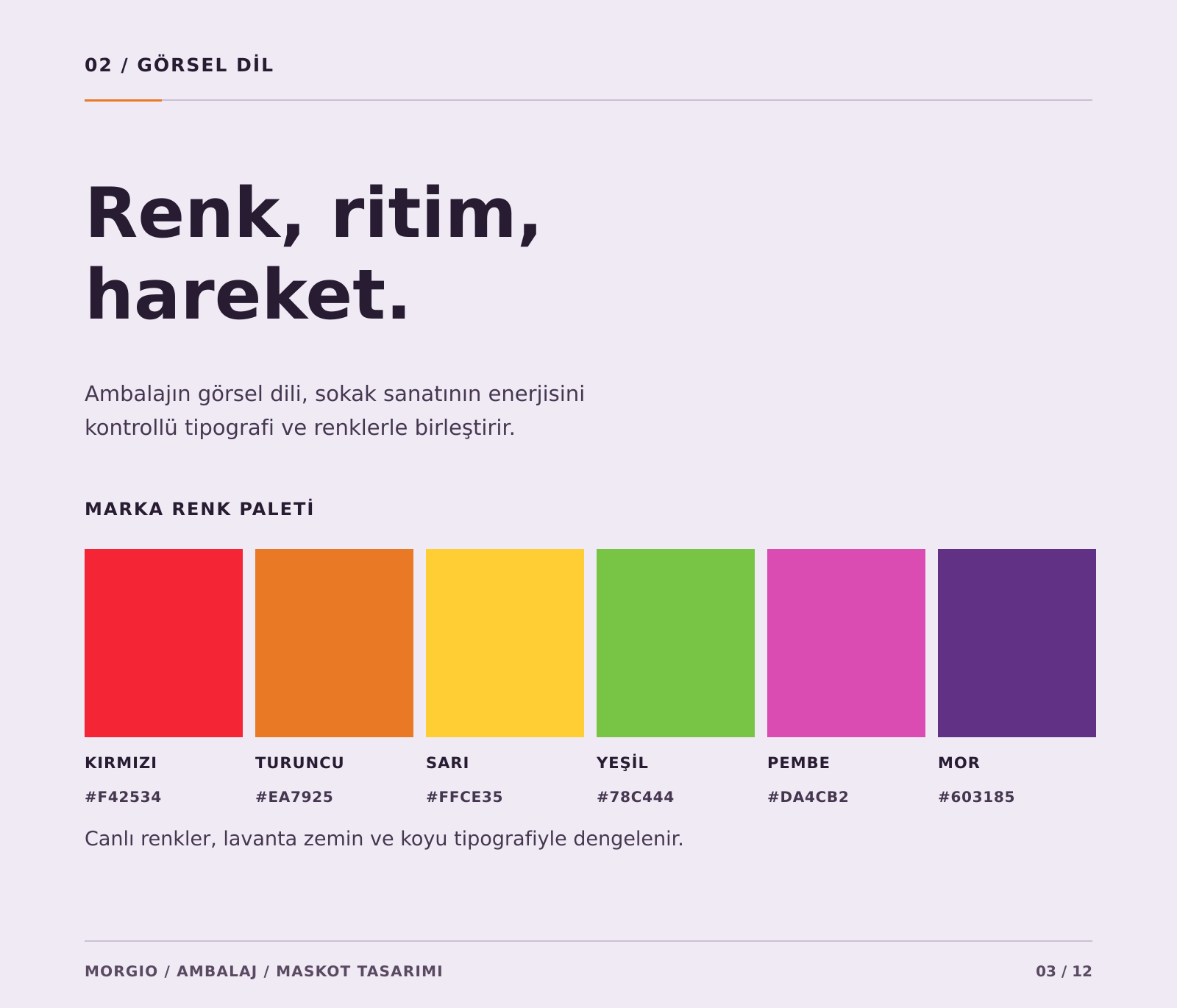 Canlı renk paleti, kalın konturlu tipografi ve boya sıçramalarıyla oluşturulan markanın görsel dili.